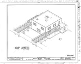 Irving Gill's Miltimore House, architectural isometric drawing, black and white