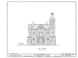Printed House Plans - stone mansion, Tudor-Gothic style, porches, tower