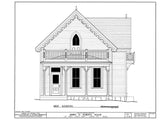 Carpenter Gothic 2 bedroom home, wood details pure Americana, printed plans
