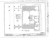 Irving Gill's Miltimore House, architectural first floor plan drawing, black and white