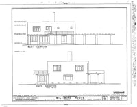 Irving Gill's Miltimore House, architectural exterior elevation drawing, black and white