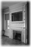 Historic American Homes Shingle Style House black and white photo of mantel