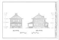 Brick House Plan, Traditional American Foursquare, porch, architectural prints