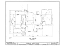 Printed House Plans - stone mansion, Tudor-Gothic style, porches, tower