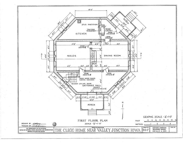 Victorian Style Octagon Home Plans, porch, 3 bedrooms, basement ...